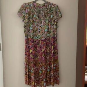 Anthropologie, size large, colorful dress, can be worn in late summer and fall.